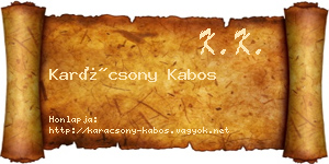 Karácsony Kabos névjegykártya